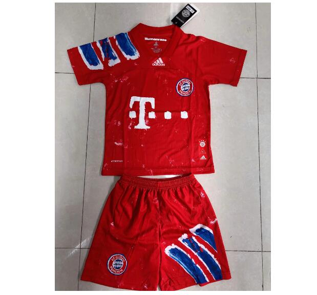 Bayern Munich Kids Human Race Soccer Youth Kits Shirt With Shorts 2020/21